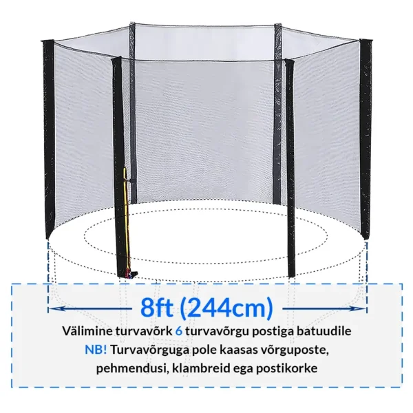 Batuudi turvavõrk (8Ft) 244-252cm.,6 posti.