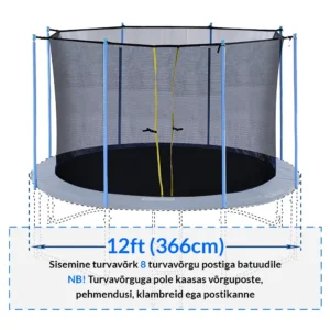 Batuudi turvavõrk,sisemine,365-374cm 12ft., 8 posti.