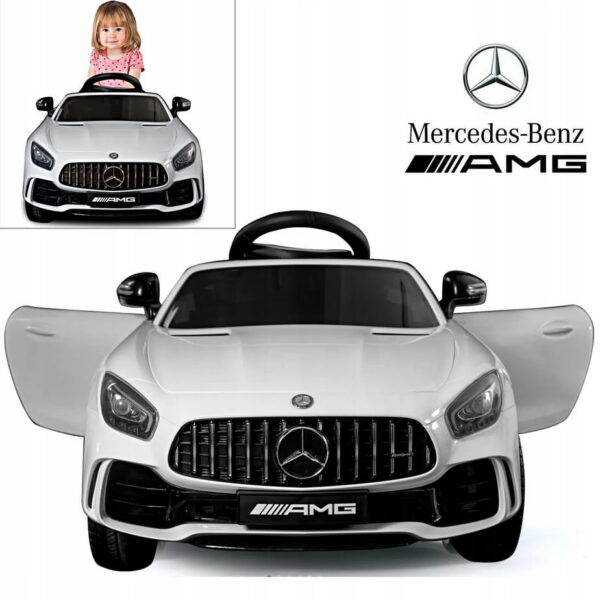 Samochod-na-akumulator-mercedes-AMG-GTR-S (1) Laste elektriauto MB AMG GTR,valge ,pult,nahkiste, pehmed eva rattad.Tasuta kulleriga koju!
