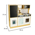 Puidust/MDF laste mänguköök külmiku,tahvi  ja kuldsete tarvikutega.Tasuta kulleriga koju