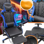 67a9e4ade302e076d8c47f95_FOTEL GAMINGOWY Z PODNÓŻKIEM NIEBIESKI 1 Mänguritool massaažifunktsiooniga.must,sinine ja punane.Tasuta kulleriga koju