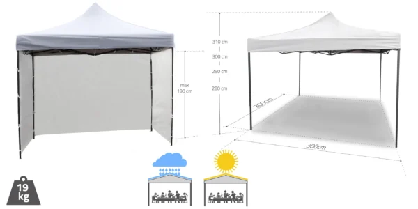 PopUp telk/aiapaviljon 3x3m,+3 seina. valge.Tasuta kulleriga koju! - Image 4