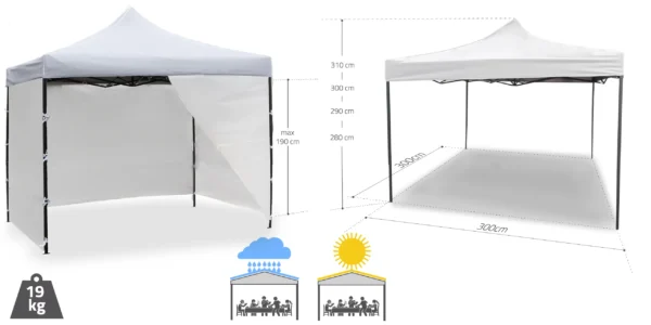 PopUp telk/aiapaviljon 3x3m,+4 seina,valge.Tasuta kulleriga koju! - Image 3