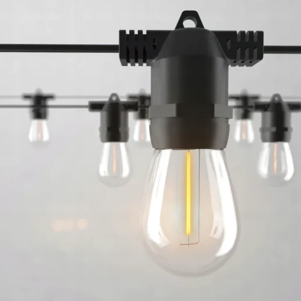 Päikesepatareiga aiavalgustid/valguskett, IP44, 15x LED-pirnid XL ,E27,15m + kaugjuhtimispult - Image 2
