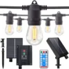 Päikesepatareiga aiavalgustid/valguskett, IP44, 15x LED-pirnid XL ,E27,15m + kaugjuhtimispult