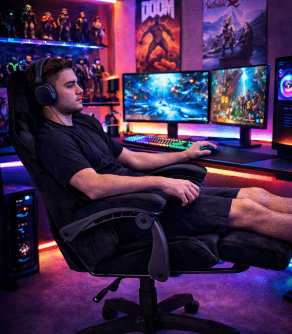 Mänguritool jalatoega ,seemisnahaga,must .Tasuta kulleriga koju! SOODUSMÜÜK!