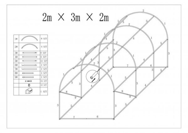 2x3,3 Kilekasvuhoone 6 m² (2x3 m).Tasuta kulleriga koju!