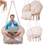 Hanging-chair-swing-seat-with-cushion-XXL-ecru-150kg-166672