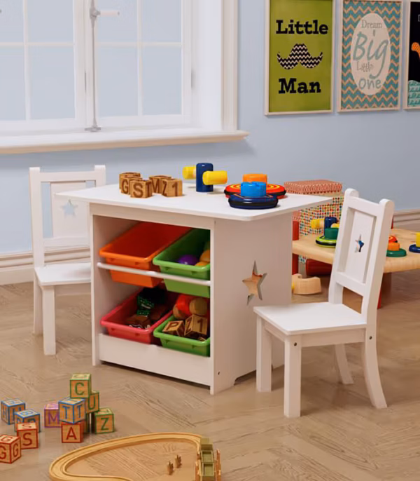 674f465babf01cdc0d6b391a_ZESTAW-MEBLI-DLA-DZIECI-STOLIK-2-KRZESLA-POJEMNIKI-NA-ZABAWKI-5 Lastetoa mööblikomplekt, 2 tooli,laud ja mänguasjakastid.Tasuta kulleriga koju!