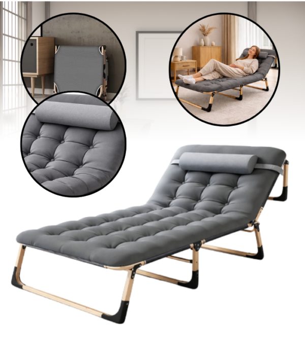 Matkavoodi/välivoodi madratsiga.Must ja hall.