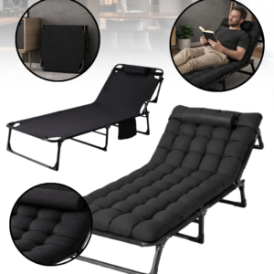 Matkavoodi/välivoodi madratsiga.Must ja hall.