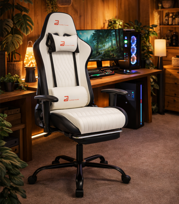 69d64a2a5d6919a9599a6682_FOTEL GAMINGOWY BIAŁY Z PODNÓŻKIEM 7 Mänguritool.Valge.Tasuta kulleriga koju