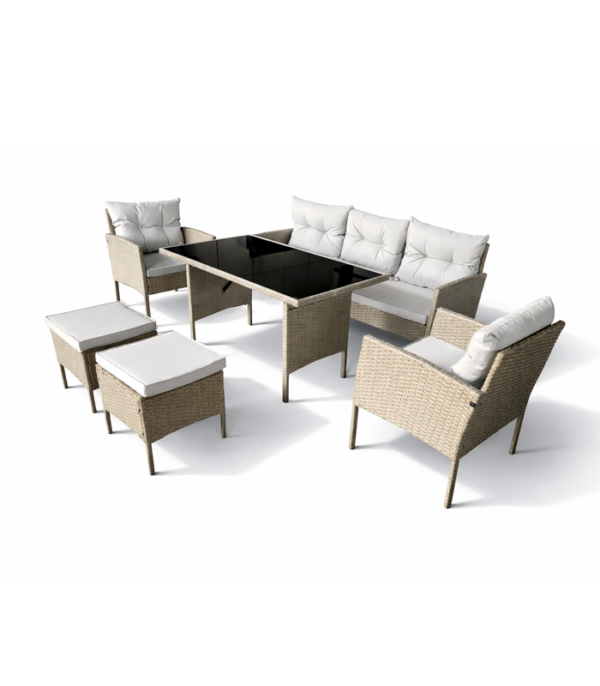 69d783a1a52649bafc4a15e1_ZESTAW MEBLI OGRODOWYCH URBINO SZARO BEŻOWY 2 Aiamööbli komplekt hall-beez. Tasuta kulleriga koju!