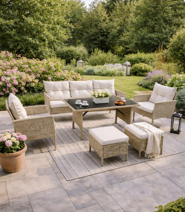 69d783a2365a987e1b05fd35_ZESTAW MEBLI OGRODOWYCH URBINO SZARO BEŻOWY 6 Aiamööbli komplekt hall-beez. Tasuta kulleriga koju!