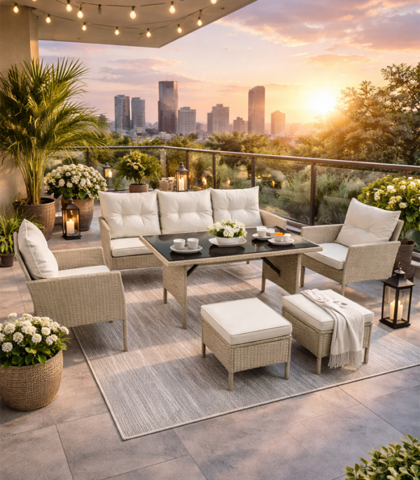 69d783a2758e8d806852b540_ZESTAW MEBLI OGRODOWYCH URBINO SZARO BEŻOWY 7 Aiamööbli komplekt hall-beez. Tasuta kulleriga koju!