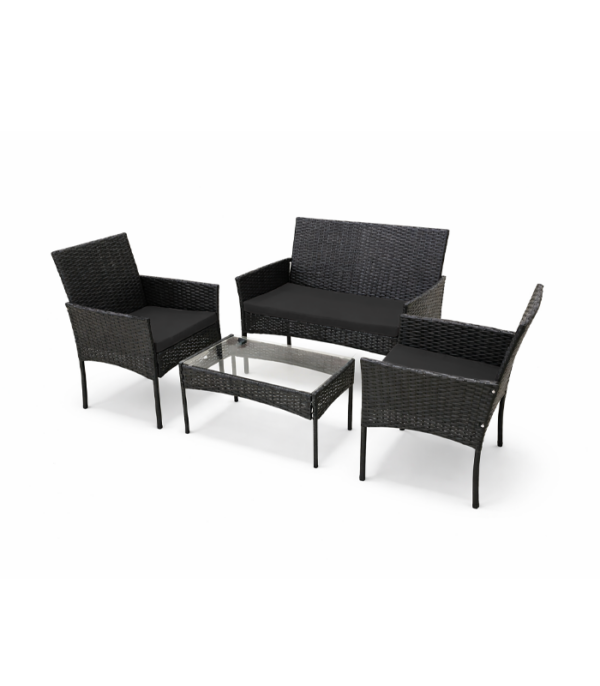 Aiamööbli komplekt 2 tooli, diivan, klaasiga laud ja padjad.Must .Tasuta kulleriga koju!