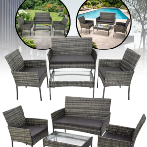 Aiamööbli komplekt 2 tooli, diivan, klaasiga laud ja padjad.Hall.Tasuta kulleriga koju!