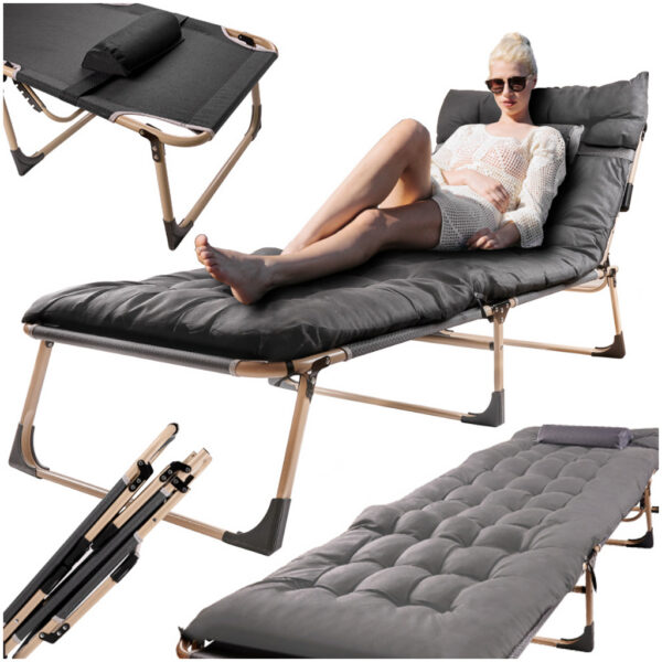 Matkavoodi/välivoodi madratsiga.Must ja helehall.