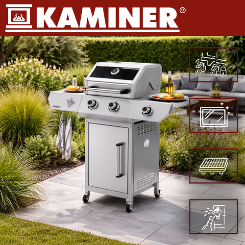 Gaasigrill 2+1 lisadega ,valge.