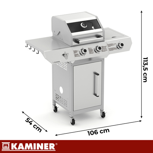 Gaasigrill 2+1 lisadega ,valge.