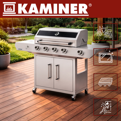 Gaasigrill 4+1 lisadega ,must ja valge.