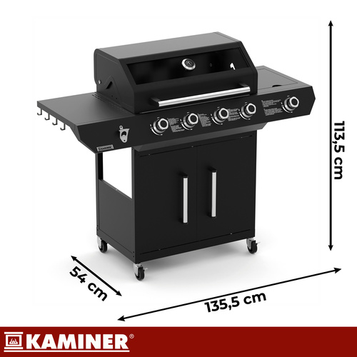 Gaasigrill 4+1 lisadega ,must ja valge.