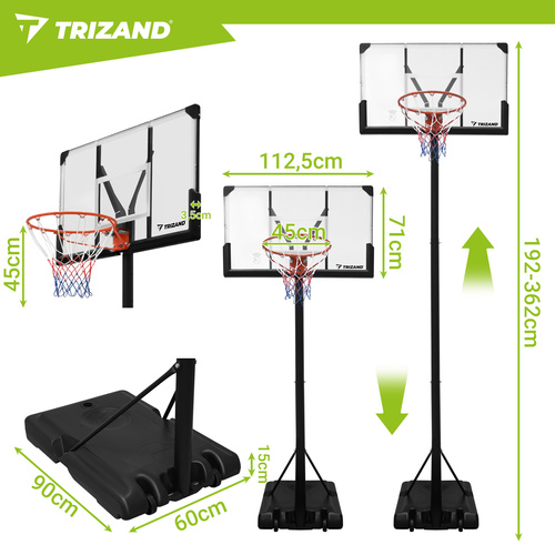 Korvpallilaud alusega ,112x71cm ja reguleeritav kõrgus!