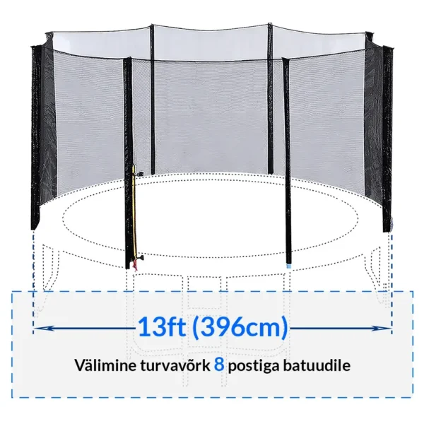 Batuudi välimine turvavõrk ja vedrukate 396-404cm.13Ft.Sobib 8postiga batuudile.