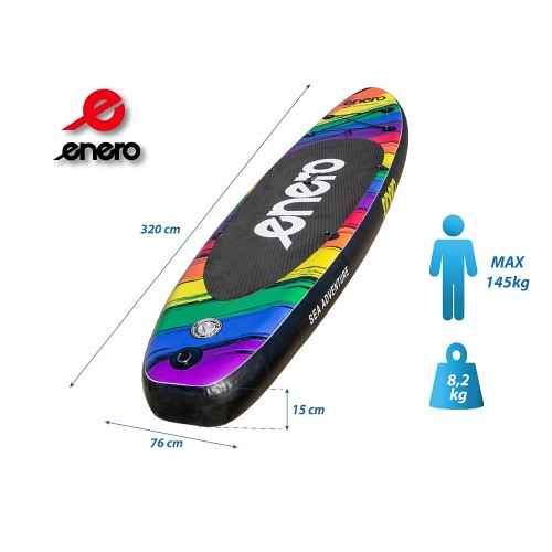 SUP laud "ENERO RAINBOW"+lisavarustus,320x76x15cm.ja kuni 145kg! Tasuta kulleriga koju!