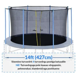 Batuudi turvavõrk,sisemine,427cm / 14ft/ 8 posti.