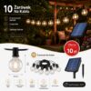 Päikesepatareiga aiavalgustid/valguskett, IP44, 10x LED-pirnid XL ,7,5m.soe valge.
