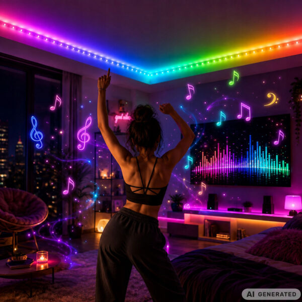 LED RIBA 5050  RGB 10m.,  heliaktiveerimise režiim.