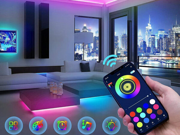 LED RIBA  RGB 5m., Bluetooth- heliaktiveerimise režiim.