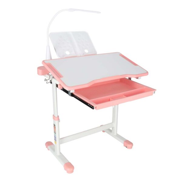 Laste koolilaud, reguleeritav tool, LED-lamp, USB, roosa.
