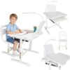 Children-s-school-desk-adjustable-chair-LED-lamp-USB-white-181606 Laste koolilaud, reguleeritav tool, LED-lamp, USB,Valge.