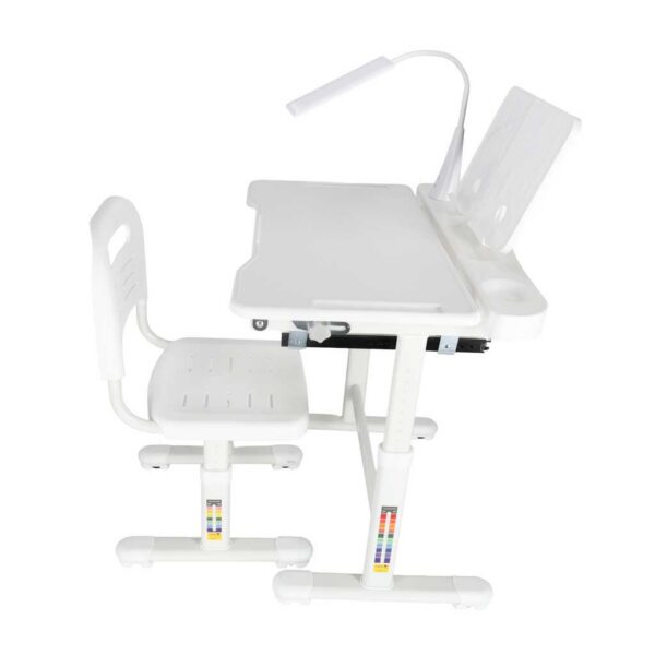 Children-s-school-desk-adjustable-chair-LED-lamp-USB-white-181608 Laste koolilaud, reguleeritav tool, LED-lamp, USB,Valge.