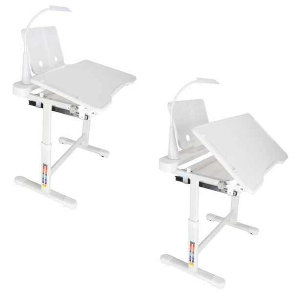 Children-s-school-desk-adjustable-chair-LED-lamp-USB-white-181612 Laste koolilaud, reguleeritav tool, LED-lamp, USB,Valge.