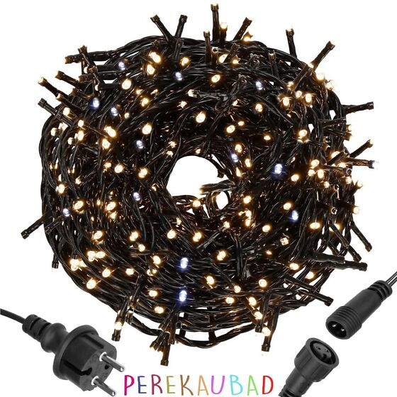Jõulutuled,valguskett 500LED ja 36m.,Soe  valge+külm valge flash.