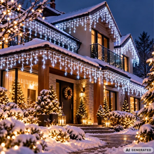Jõulutuled,jääpurika​d 500led,20m.,külm valge,jätkatav,!