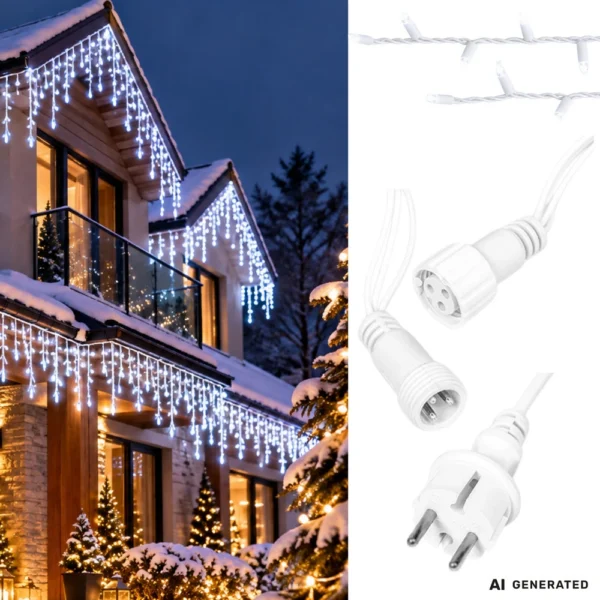 Jõulutuled,jääpurika​d 500led,20m.,külm valge,jätkatav,!