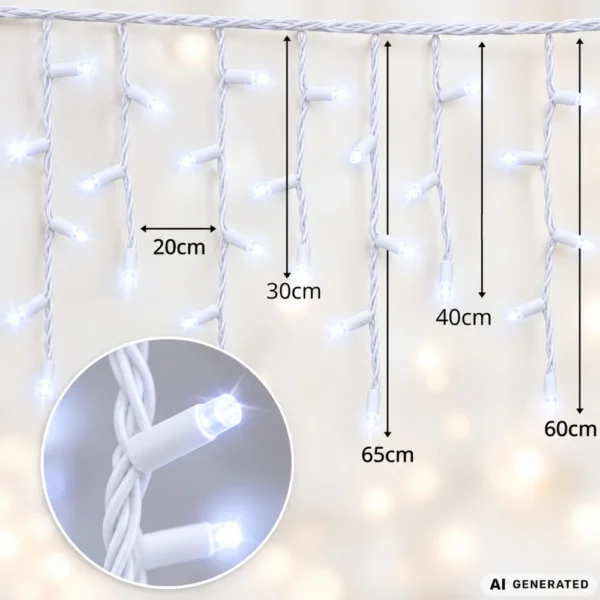 Jõulutuled,jääpurika​d 500led,20m.,külm valge,jätkatav,!